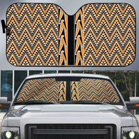 New Zealand Maori Niho Taniwha Auto Sun Shade Karaka Mangopare and Puhoro Pattern - Polynesian Pride