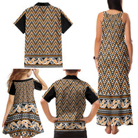 New Zealand Maori Niho Taniwha Family Matching Tank Maxi Dress and Hawaiian Shirt Karaka Mangopare and Puhoro Pattern