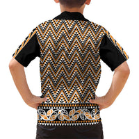 New Zealand Maori Niho Taniwha Kid Hawaiian Shirt Karaka Mangopare and Puhoro Pattern LT9 - Polynesian Pride