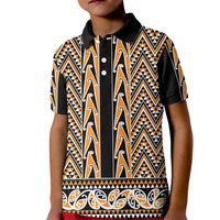 New Zealand Maori Niho Taniwha Kid Polo Shirt Karaka Mangopare and Puhoro Pattern