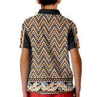 New Zealand Maori Niho Taniwha Kid Polo Shirt Karaka Mangopare and Puhoro Pattern