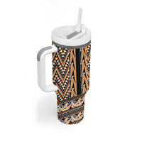 New Zealand Maori Niho Taniwha Tumbler With Handle Karaka Mangopare and Puhoro Pattern