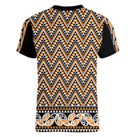 New Zealand Maori Niho Taniwha Women V-Neck T-Shirt Karaka Mangopare and Puhoro Pattern