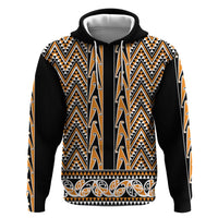 New Zealand Maori Niho Taniwha Zip Hoodie Karaka Mangopare and Puhoro Pattern