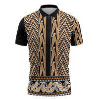 New Zealand Maori Niho Taniwha Zipper Polo Shirt Karaka Mangopare and Puhoro Pattern - Polynesian Pride