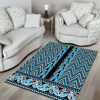 New Zealand Maori Niho Taniwha Area Rug Kikorangi Mangopare and Puhoro Pattern