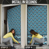 New Zealand Maori Niho Taniwha Door Cover Kikorangi Mangopare and Puhoro Pattern - Polynesian Pride