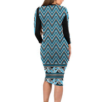 New Zealand Maori Niho Taniwha Family Matching Long Sleeve Bodycon Dress and Hawaiian Shirt Kikorangi Mangopare and Puhoro Pattern