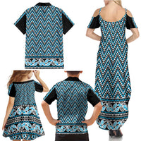 New Zealand Maori Niho Taniwha Family Matching Summer Maxi Dress and Hawaiian Shirt Kikorangi Mangopare and Puhoro Pattern