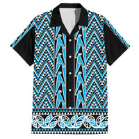 New Zealand Maori Niho Taniwha Hawaiian Shirt Kikorangi Mangopare and Puhoro Pattern