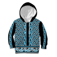 New Zealand Maori Niho Taniwha Kid Hoodie Kikorangi Mangopare and Puhoro Pattern LT9 Hoodie Blue - Polynesian Pride