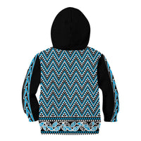 New Zealand Maori Niho Taniwha Kid Hoodie Kikorangi Mangopare and Puhoro Pattern LT9 - Polynesian Pride