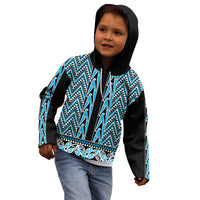 New Zealand Maori Niho Taniwha Kid Hoodie Kikorangi Mangopare and Puhoro Pattern LT9 - Polynesian Pride