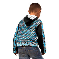 New Zealand Maori Niho Taniwha Kid Hoodie Kikorangi Mangopare and Puhoro Pattern LT9 - Polynesian Pride