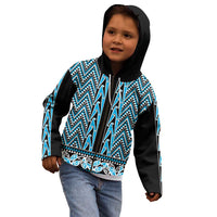 New Zealand Maori Niho Taniwha Kid Hoodie Kikorangi Mangopare and Puhoro Pattern LT9 - Polynesian Pride