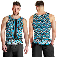New Zealand Maori Niho Taniwha Men Tank Top Kikorangi Mangopare and Puhoro Pattern