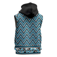 New Zealand Maori Niho Taniwha Sleeveless Zip Hoodie Kikorangi Mangopare and Puhoro Pattern - Polynesian Pride