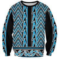 New Zealand Maori Niho Taniwha Sweatshirt Kikorangi Mangopare and Puhoro Pattern