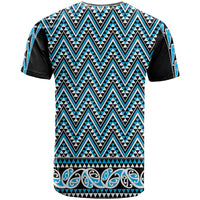 New Zealand Maori Niho Taniwha T Shirt Kikorangi Mangopare and Puhoro Pattern