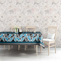 New Zealand Maori Niho Taniwha Tablecloth Kikorangi Mangopare and Puhoro Pattern