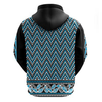 New Zealand Maori Niho Taniwha Zip Hoodie Kikorangi Mangopare and Puhoro Pattern
