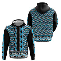 New Zealand Maori Niho Taniwha Zip Hoodie Kikorangi Mangopare and Puhoro Pattern