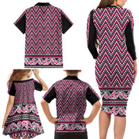 New Zealand Maori Niho Taniwha Family Matching Long Sleeve Bodycon Dress and Hawaiian Shirt Mawhero Mangopare and Puhoro Pattern
