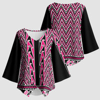 New Zealand Maori Niho Taniwha Kimono Sleeve Blouse Mawhero Mangopare and Puhoro Pattern - Polynesian Pride
