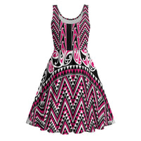 New Zealand Maori Niho Taniwha Midi Dress Mawhero Mangopare and Puhoro Pattern - Polynesian Pride