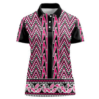 New Zealand Maori Niho Taniwha Women Polo Shirt Mawhero Mangopare and Puhoro Pattern