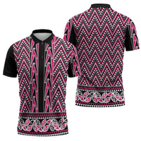 New Zealand Maori Niho Taniwha Zipper Polo Shirt Mawhero Mangopare and Puhoro Pattern - Polynesian Pride