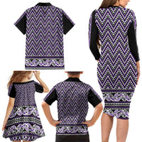 New Zealand Maori Niho Taniwha Family Matching Long Sleeve Bodycon Dress and Hawaiian Shirt Waiporopo Mangopare and Puhoro Pattern