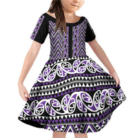 New Zealand Maori Niho Taniwha Family Matching Off Shoulder Short Dress and Hawaiian Shirt Waiporopo Mangopare and Puhoro Pattern