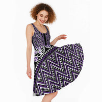 New Zealand Maori Niho Taniwha Midi Dress Waiporopo Mangopare and Puhoro Pattern - Polynesian Pride