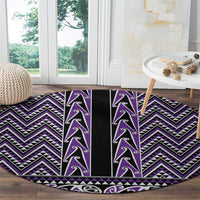 New Zealand Maori Niho Taniwha Round Carpet Waiporopo Mangopare and Puhoro Pattern