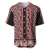 New Zealand Maori Niho Taniwha Baseball Jersey Whero Mangopare and Puhoro Pattern