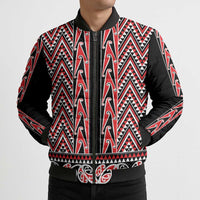 New Zealand Maori Niho Taniwha Bomber Puffer Jacket Whero Mangopare and Puhoro Pattern - Polynesian Pride