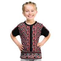 New Zealand Maori Niho Taniwha Kid T Shirt Whero Mangopare and Puhoro Pattern