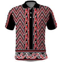 New Zealand Maori Niho Taniwha Polo Shirt Whero Mangopare and Puhoro Pattern