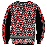 New Zealand Maori Niho Taniwha Sweatshirt Whero Mangopare and Puhoro Pattern