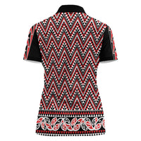 New Zealand Maori Niho Taniwha Women Polo Shirt Whero Mangopare and Puhoro Pattern