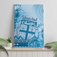 Vintage Bula Fiji Personalised Canvas Wall Art Blue Hibiscus Tapa Pattern LT9