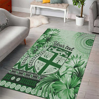 Vintage Bula Fiji Personalised Area Rug Green Hibiscus Tapa Pattern LT9