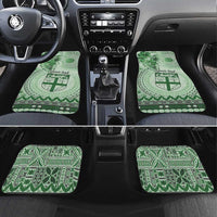 Vintage Bula Fiji Personalised Car Mats Green Hibiscus Tapa Pattern LT9