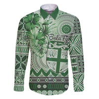 Vintage Bula Fiji Personalised Family Matching Puletasi and Hawaiian Shirt Green Hibiscus Tapa Pattern