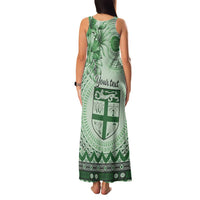 Vintage Bula Fiji Personalised Family Matching Tank Maxi Dress and Hawaiian Shirt Green Hibiscus Tapa Pattern