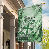 Vintage Bula Fiji Personalised Garden Flag Green Hibiscus Tapa Pattern LT9