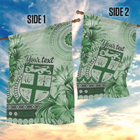 Vintage Bula Fiji Personalised Garden Flag Green Hibiscus Tapa Pattern LT9