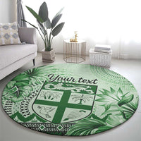 Vintage Bula Fiji Personalised Round Carpet Green Hibiscus Tapa Pattern LT9
