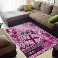 Vintage Bula Fiji Personalised Area Rug Pink Hibiscus Tapa Pattern LT9